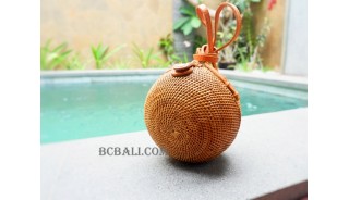 balls coins bags rattan leather handle long